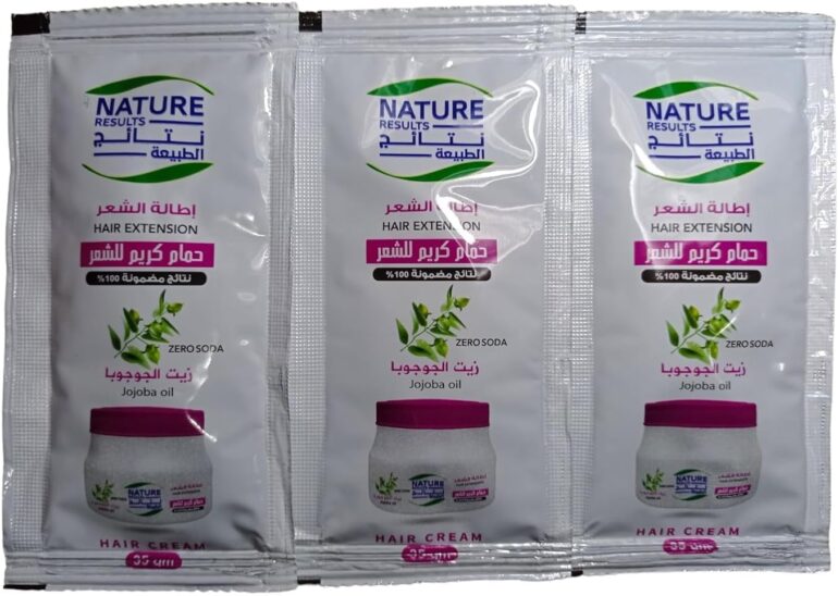 حمام كريم إطالة الشعر بزيت الجوجوبا من نتائج الطبيعة عدد 3 كيس 35 جم