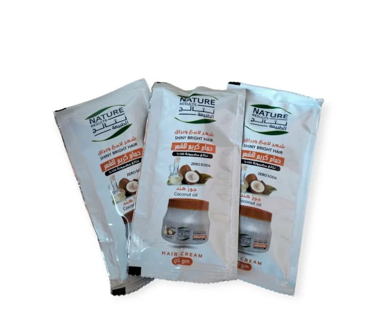 3 كيس حمام كريم بزيت جوز هند للشعر لامع وبراق 35 جرام من نتائج الطبيعة