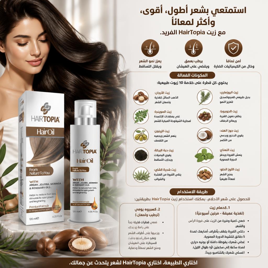 زيت HairTopia تركيبة الزيوت الـ 10 السحرية لإطالة وتقوية الشعر زيت HairTopia تركيبة الزيوت الـ 10 السحرية لإطالة وتقوية الشعر
